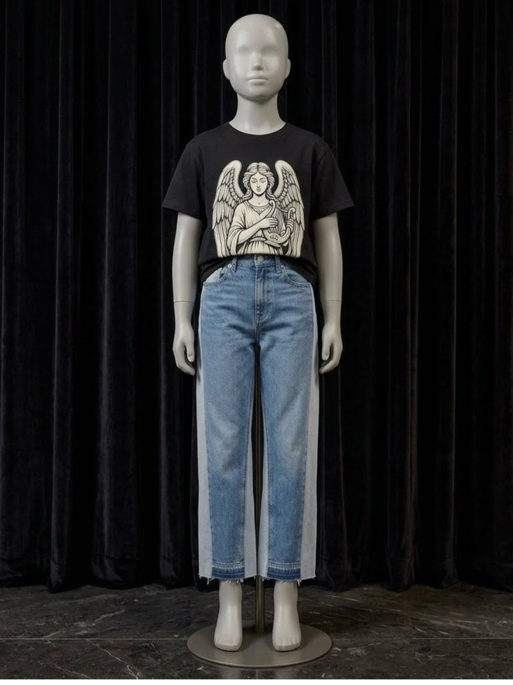 Girls DL1961 Two-Tone High-Waisted Wide-Leg Paneled Jeans Size 14